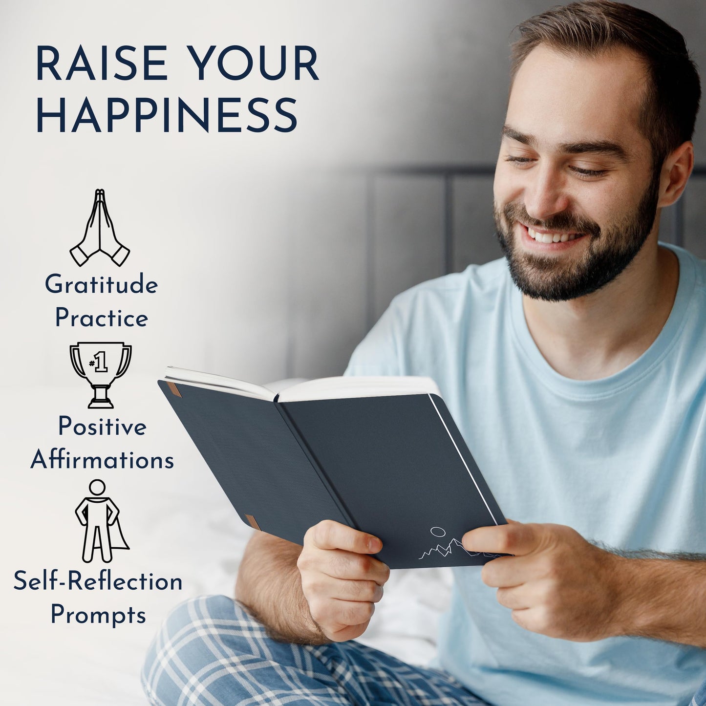 Premium Gratitude Journal for Men – 6 Month Guided Daily Prompts, Habit Tracker – Hardcover, 249 Pages, Lay Flat, 100gsm Paper – Mens Mindfulness Gifts, Mental Health, Self Mastery, Gift Boxed