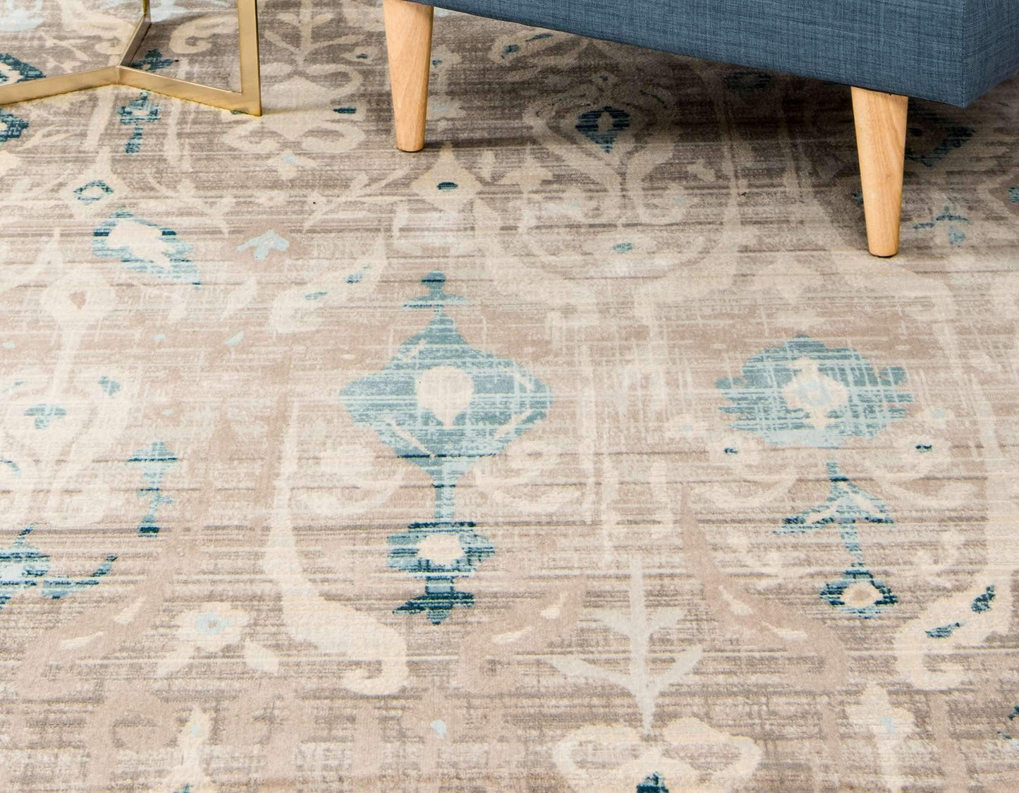 Unique Loom Paris Collection Pastel Tones Traditional Distressed Dark Gray Area Rug (4' 0 x 6' 0)