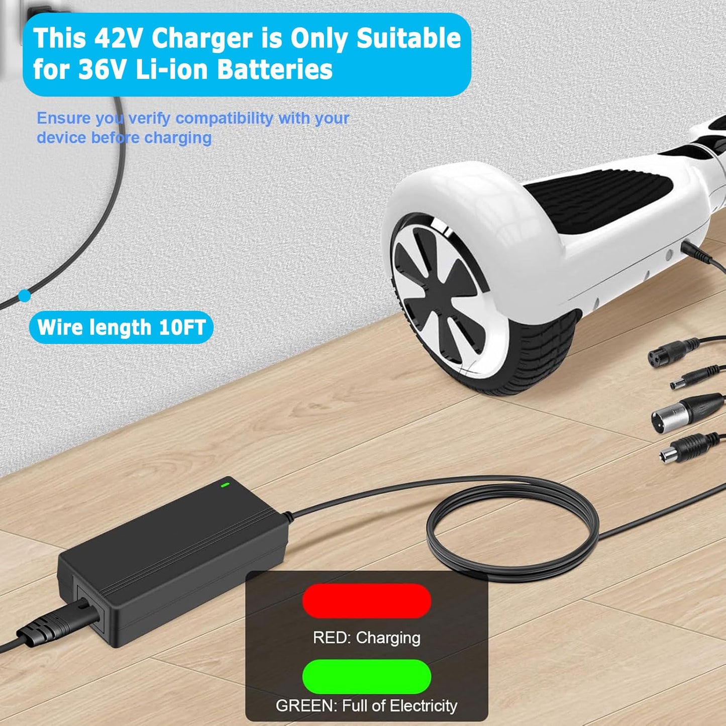 42V 2A Replacement Charger for 36V Electric Scooter Ebike Lithium Battery, 5 in 1 Scooter Charger for Gotrax, Jetson, Swagtron, Brid, Segway, Razor, Sisigad, Xiaomi,Ninebot