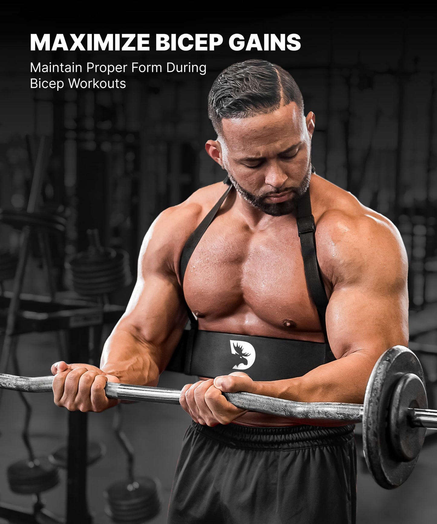 DMoose Arm Blaster for Biceps Triceps Men, Bicep Blaster for Bodybuilding Muscle Strength, Bicep Curl Support Isolator Training Workout Equipment with Adjustable Strap Neoprene Padding