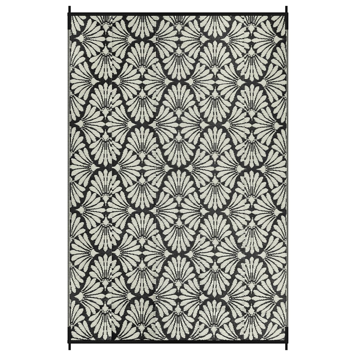 Lahome Outdoor Rug Patio Waterproof 6x9, Black Outdoor Plastic Straw Rug for Porch, Portable Lightweight Mats for Backyard Garden Deck Camping Outside, Black White,6'x9'