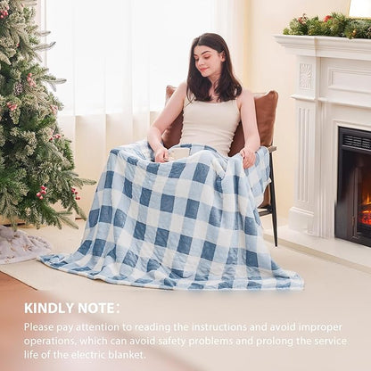 Homemate Electric Blanket Heated Throw - 50“x60“ Ultra Soft Cozy Flannel Heating Blanket with 10 Fast Heat Levels 8 Hours Auto Off Over-Heated Protection ETL Certification Keep Warm in Home Office