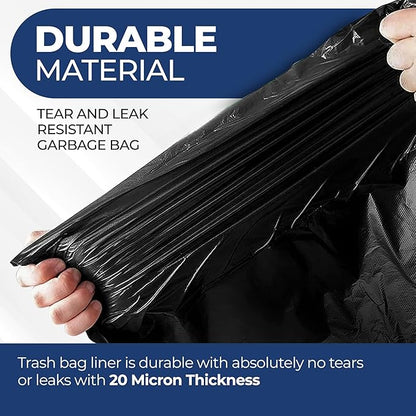 55 Gallon Large Trash Bags – 160 Mega Pack – 20 Micron Black Contractor Garbage