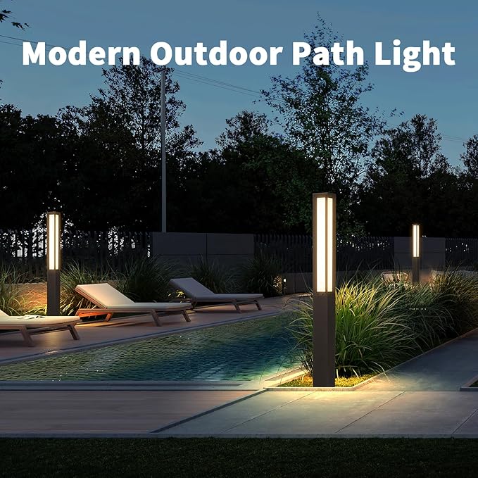 Landscape Path Lights AC100-240V, 71" High Outdoor Pathway Light Hard Wired, Waterproof Modern Bollard Lamp, Driveway Walkway Pole Lights, 3000K LED Lighting for Patio Yard Garden Commercial