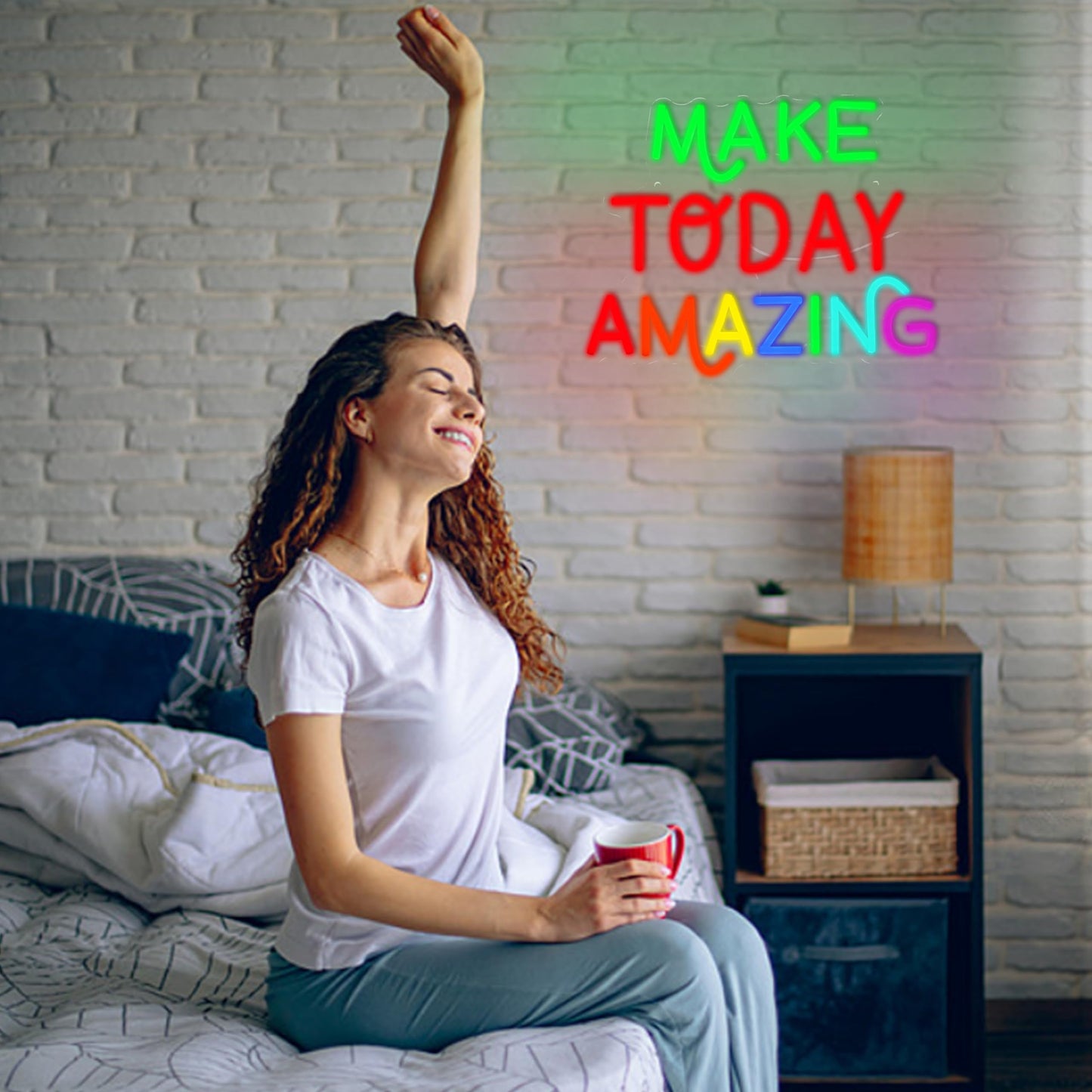 AEHEMNGZ Make Today Amazing Neon Sign for Wall Decor USB Dimmable Inspiring Amazing Led Neon Light Affirmation Positive Neon Light Sign for Classroom Bedroom Office Gym Yoga Decor