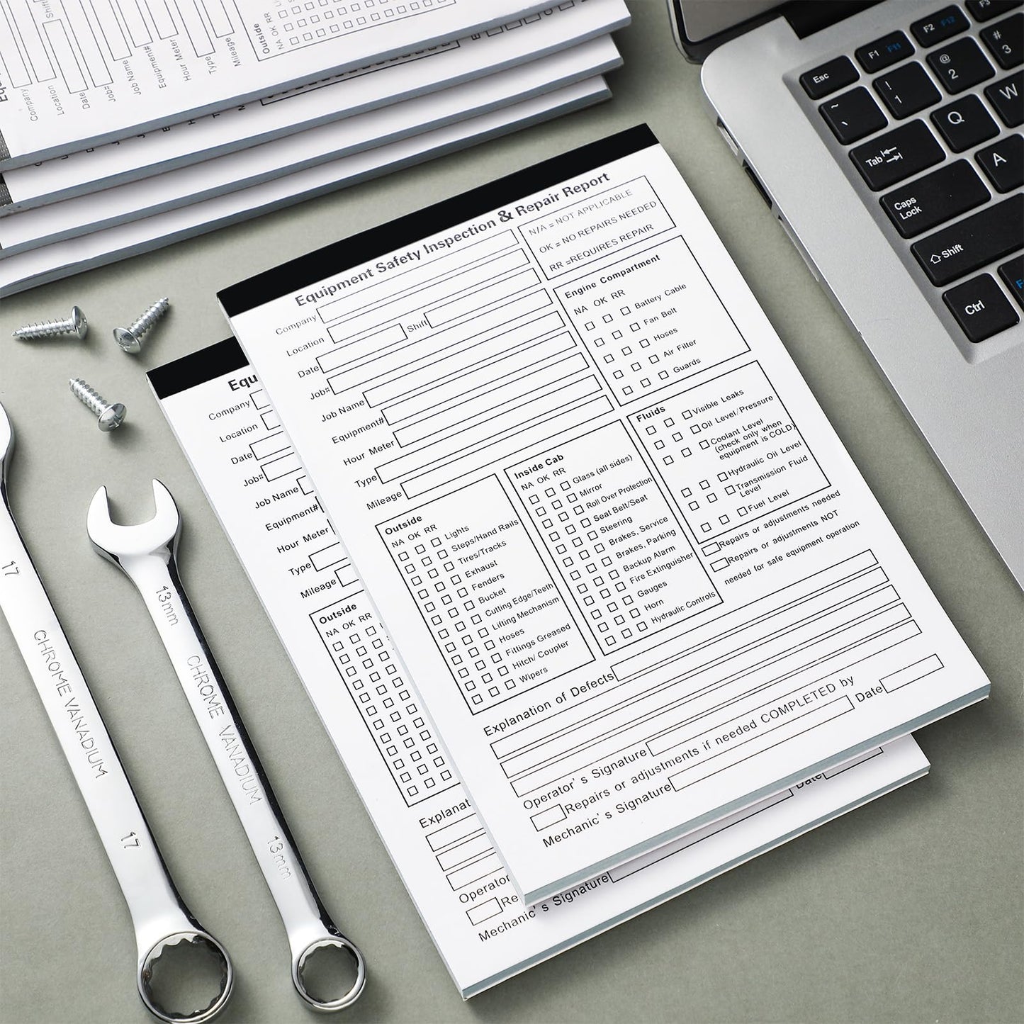 Humyoun 10 Pack 5.5" x 8.5" Equipment Safety Inspection Report Detailed Driver's Vehicle Inspection Report Book Daily Pre Trip 2-ply, Carbonless, 31 Sets of Forms Per Book