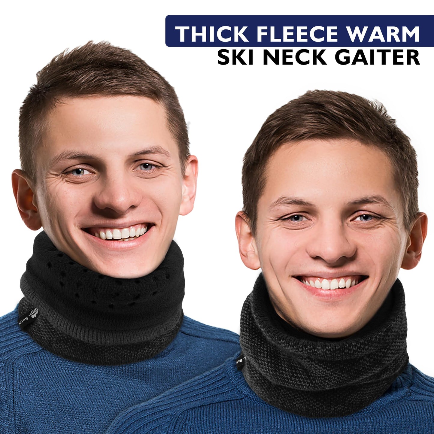 Botack Winter Neck Warmer Ski, Thick Fleece Warm Neck Gaiter Face Scarf for Men Women Skiing Cycling