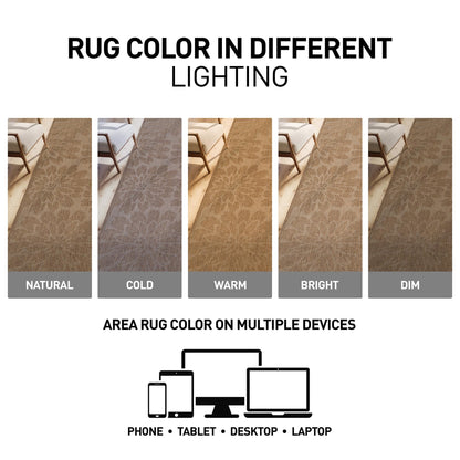 Rugshop Floral Indoor Outdoor Flat Woven Area Rug,Natural Jute-Style,Easy-Care Patio Rug for Backyard Porch Deck Balcony, 6'6" x 9' Sand/Natural