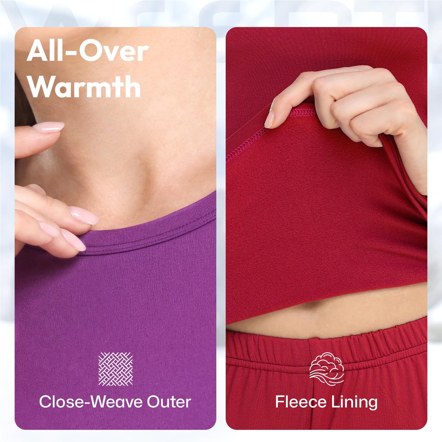 WEERTI Thermal Underwear for Women Long Johns with Fleece Lined Base Layer Women Cold Weather Top Bottom-White L