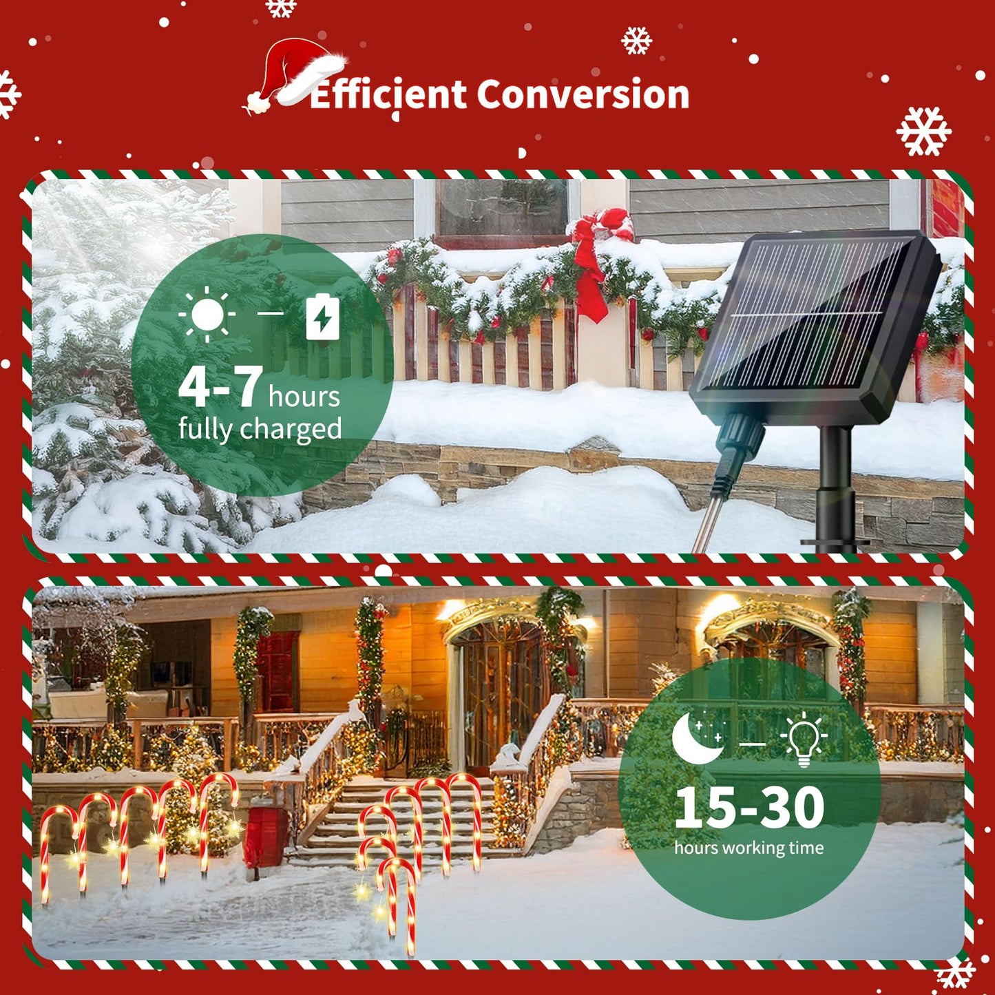 MOUOUSO Solar Christmas Candy Cane Lights, Outdoor Waterproof Pathway Stake Lights with 8 Modes, Solar Lights for Outside Yard Walkway Garden Christmas Decorations
