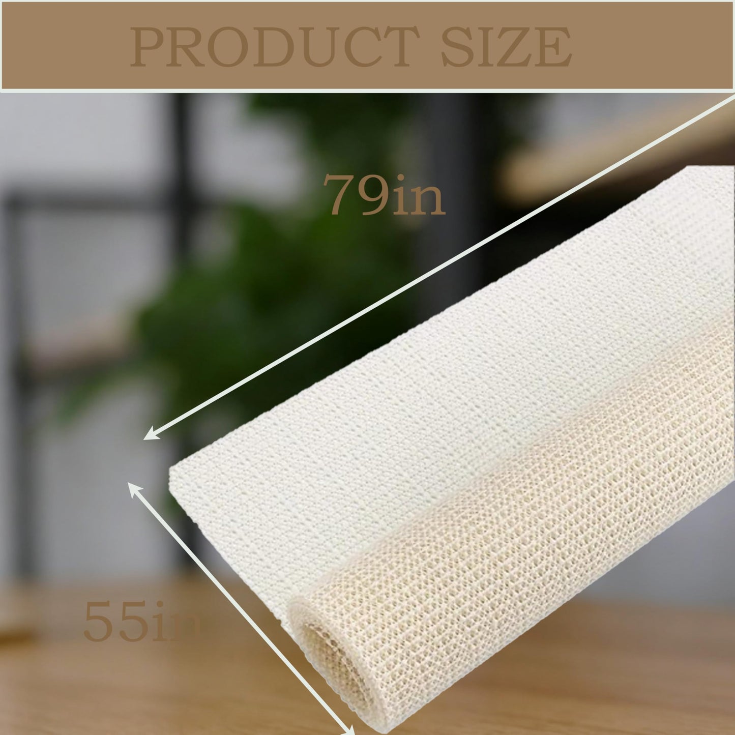 Rug Pad 78.7x59 inches White Non-Slip Gripper Pad for Hardwood Floors & Tile, Area Rug Underlay Protects Floor & Prevents Skidding, Can Be Cut to Any Size