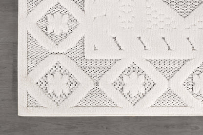 Luul Home Modern Micro Loop Indoor Area Rugs for Living Room Bedroom Kitchen Geometric Trellis White 4x6 Luxury Durable Low and High Pile Non-Shedding Stain Resistant Soft Area Carpet 4 x 6