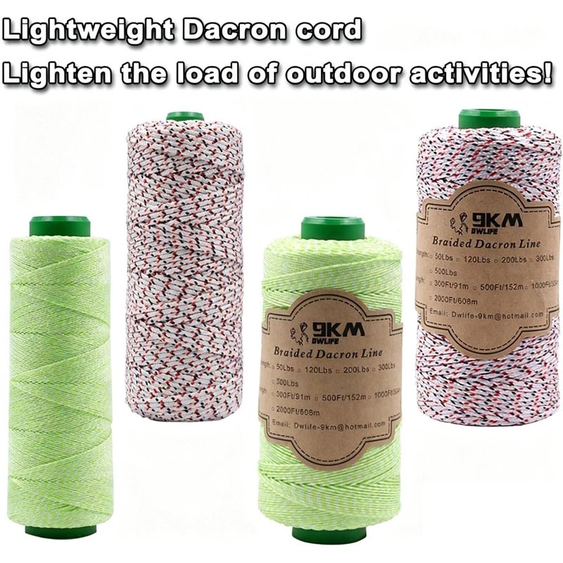 9KM DWLIFE Braided Dacron Kite String 120lb 500ft Polyester yoyo String Mason Line Thread Heavy Duty Rope Outdoor