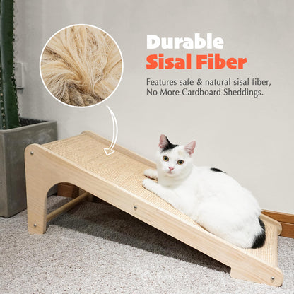 PETKARAY Cat Scratcher, Cat Sisal Scratching Ramp, L Shape Cat Scratch Pad for Indoor Cats, Wall Furniture Protector with Catnip Large