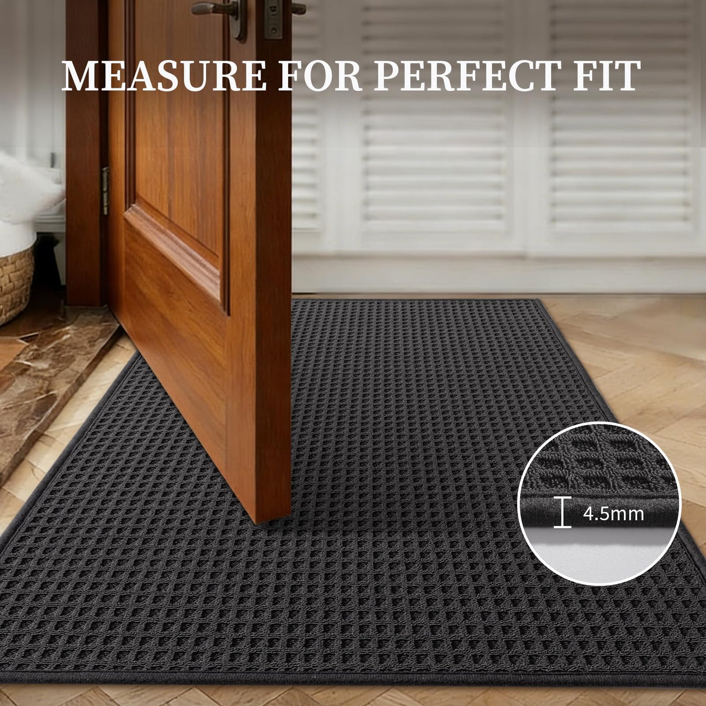 YIHOUSE Indoor Door Mat 35" x 59", Non-Slip Washable Entryway Mat, Dirt Trapper Absorbent Entrance Mat, Low Profile Floor Mat for Front/Back Door, Entryway, Dark Gray ﻿ ﻿