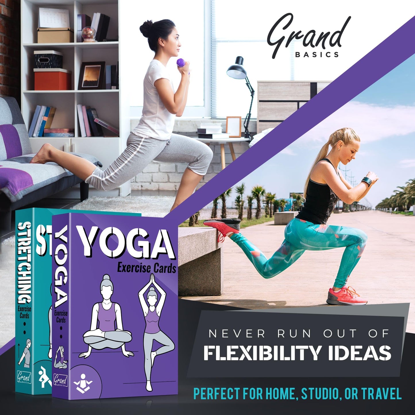 [2-PACK] Bodyweight & Dumbbell Workout Cards - Large Size 5" x 3.5" Exercise Cards Deck with 100 Different Exercises, Perfect for Circuit Training & Weightlifting - Fitness Cards for Women & Men