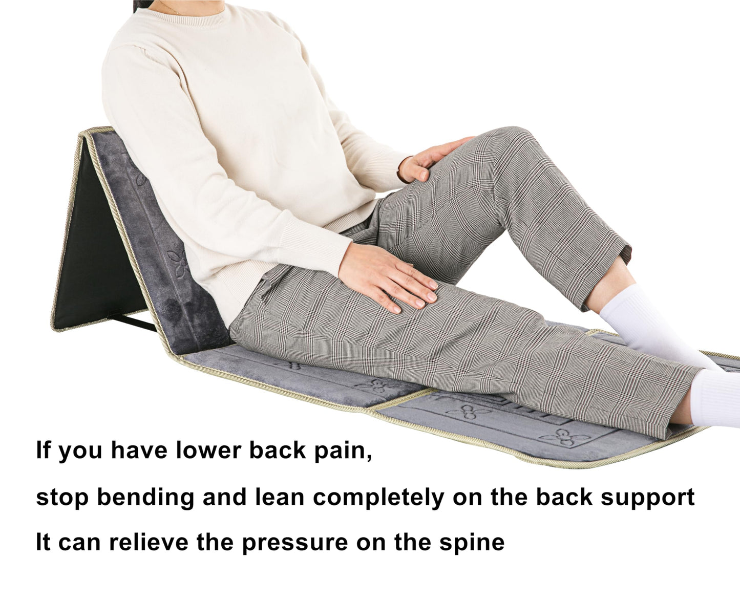 L.FORY Prayer Rug with Back Support/Foldable Meditation Floor Chair & Carrying Pocket (Gray)