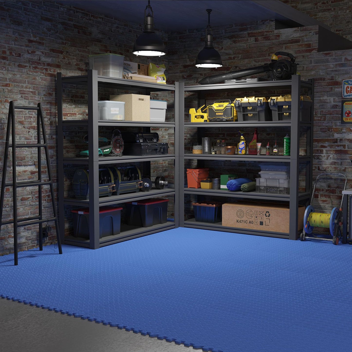 24 Pack Home Gym Mat, Puzzle Exercise Mat, EVA Interlocking Foam Floor Tiles for Home Workout Equipment and Kids' Play Areas - Blue, 24 in x 24 in x ½ in - 24 Tiles (Blue, 24 Pack 96 sq ft)