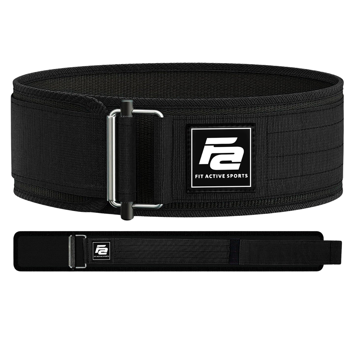 Fit Active Sports Self-Locking Weight Lifting Belt | Premium Weightlifting Belt for Cross Training & Power Lifting | Fast Locking Release Mechanism for Fitness and Power Lifting | Black, Large