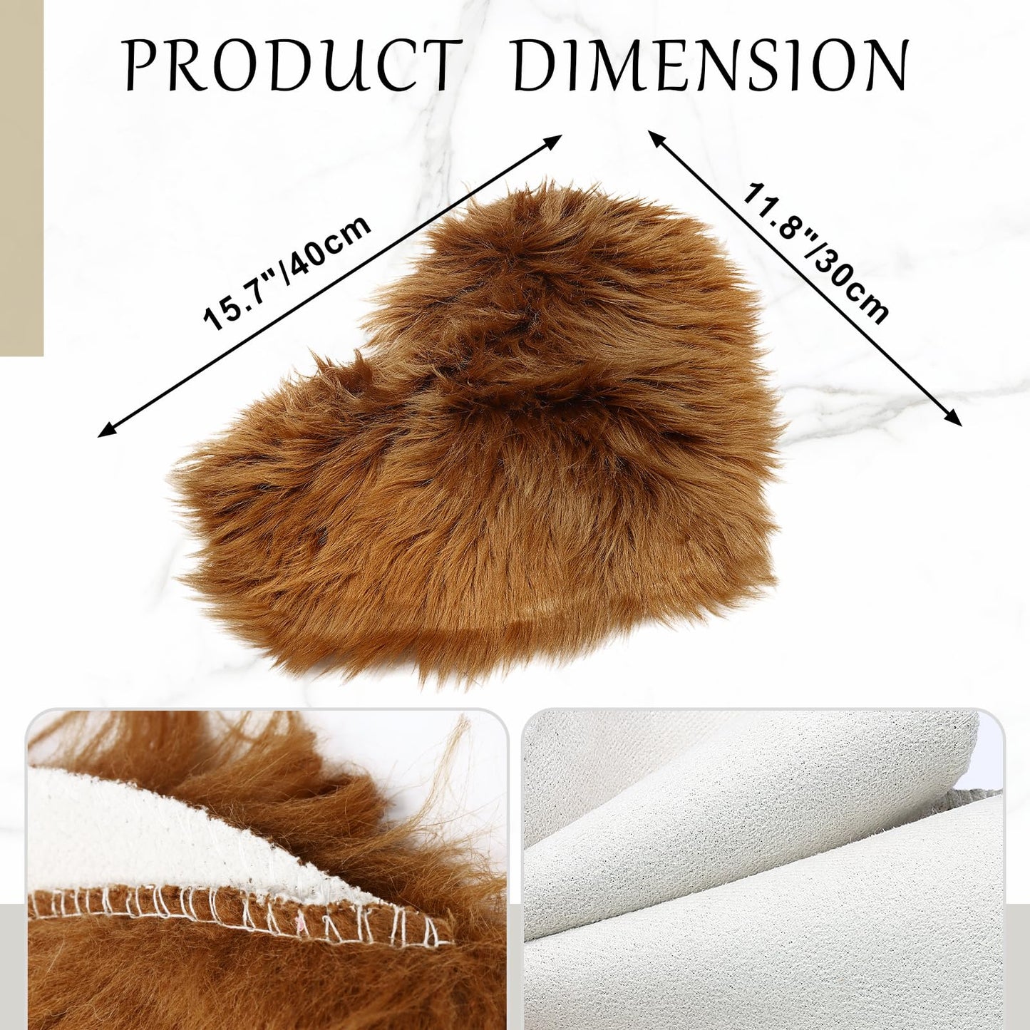 Luomorgo 2 Pcs Heart Shaped Faux Fur Rugs Small - 12x16 Inch Fluffy Plush Area Carpets for Locker, Tabletop & Nail Art Photography, Jewelry Photo Props Background (Brown)