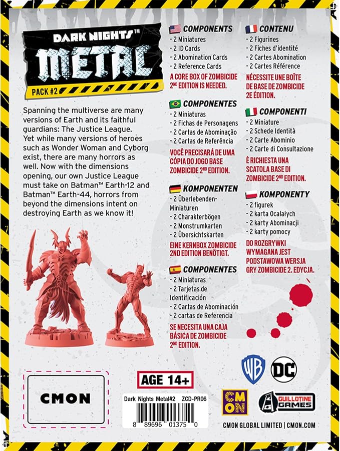 Zombicide Dark Night Metal Pack #2 - Face Horrors Beyond The Dimensions with The Justice League! Cooperative Strategy Board Game Ages 14+ 1-6 Players 60 Minute Playtime Made by CMON