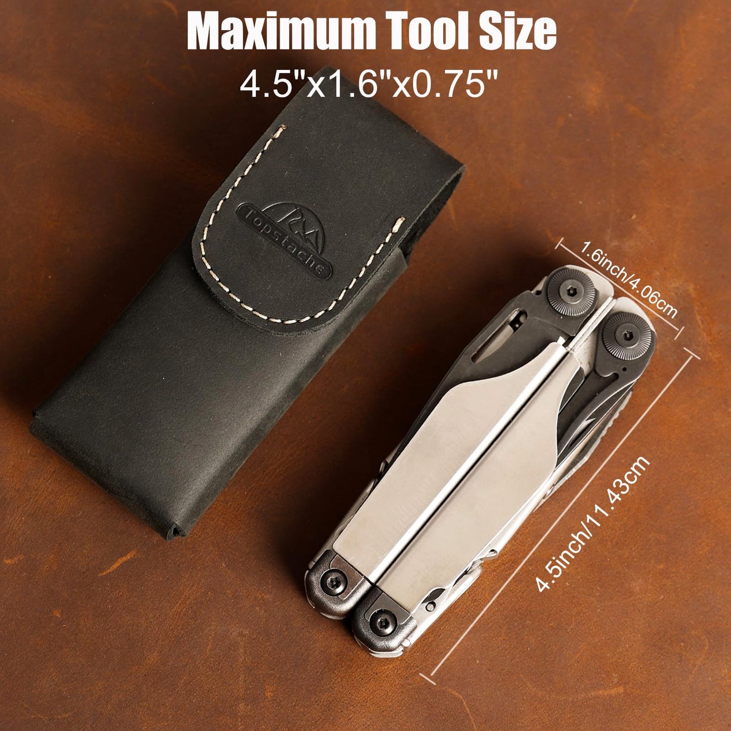Topstache Leather Multitool Sheath for Belt - Multitool Holster for Belt - Leather Multitool Pouch - Leather Multitool Case for Belt - EDC Belt Organizer - Belt Loop Leather Multitool Holder, Black