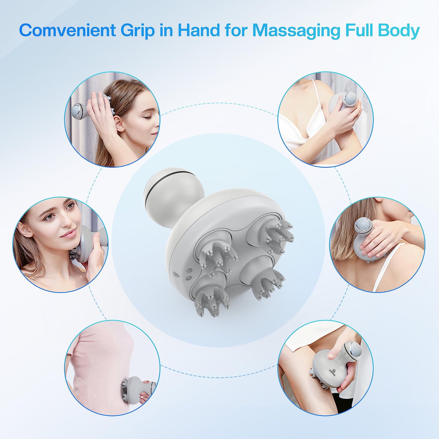 COMFIER Electric Scalp Massager with Mutlti-Modes Vibration, Portable Handheld Head Scratcher for Hair Growth,Waterproof Head Massager for Full Body,Dog Cat Massager for Deep Clean and Stress Relax