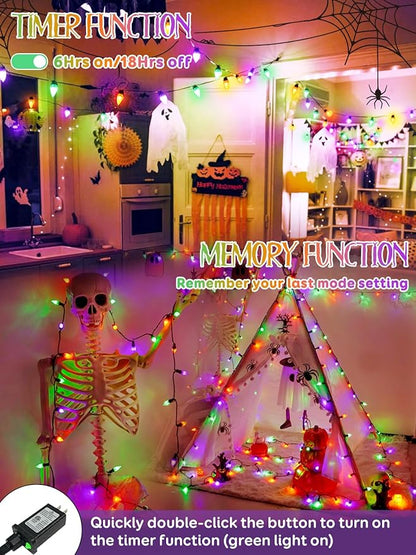 Upgraded 250 LED C6 Connectable Halloween String Lights, 82FT Orange Purple and Green Lights, Waterproof Fairy Twinkle Light Plug in with 13 Modes & Timer for Outdoor Indoor Halloween Decorations