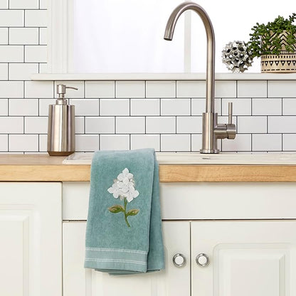 SKL Home Farm Hydrangea 100% Cotton 3D Embroidered 2pc Hand Towel Set,