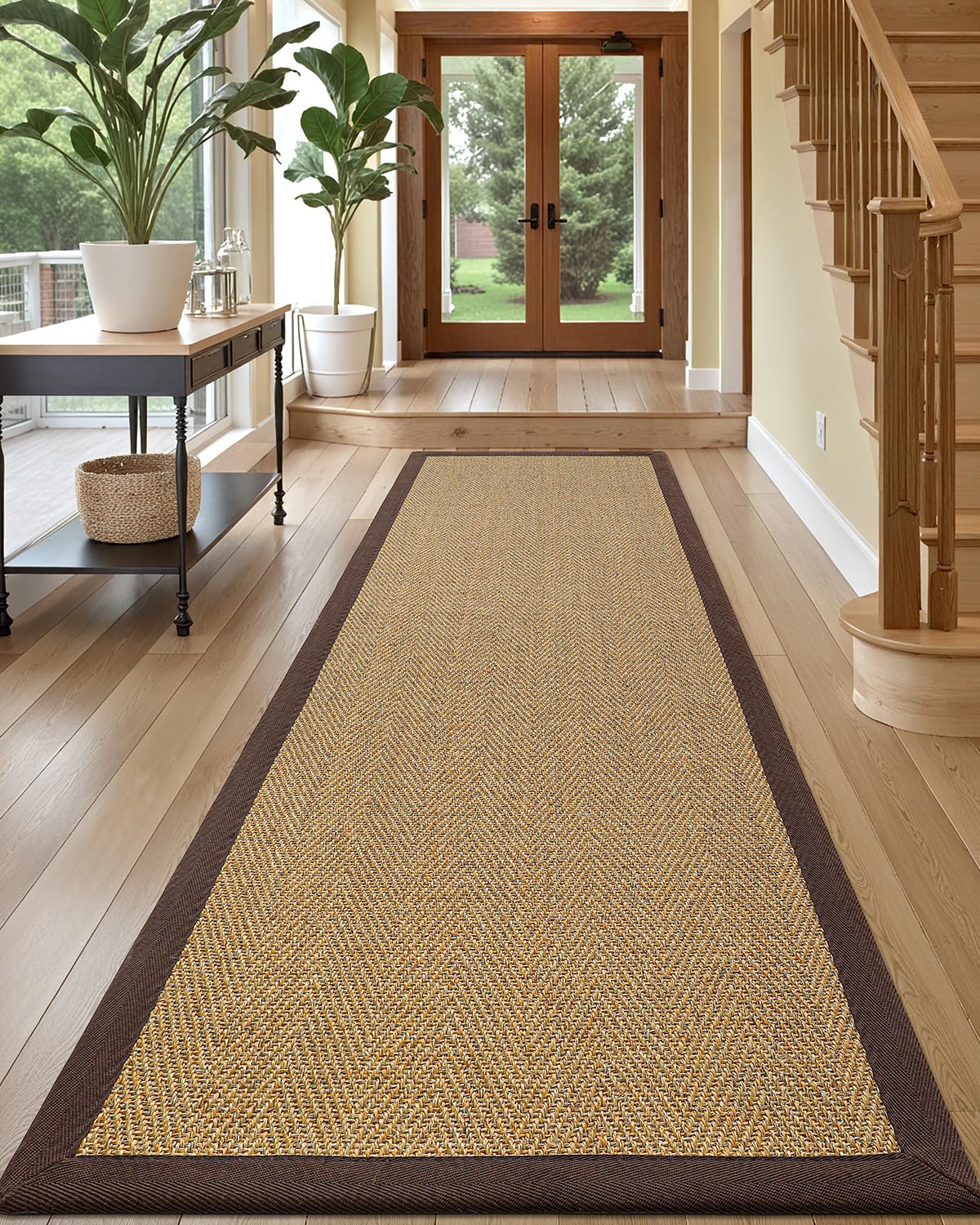 LUMI 2x7 Sisal Runner Rug Non Slip for Hallway, Natural Rustic Carpet No Shedding, Farmhouse Braided Area Mat Indoor High Traffic for Living Room, Entryway, Kitchen, Laundry