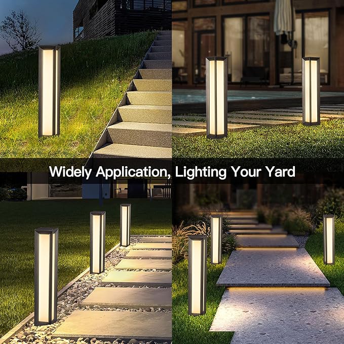 Outdoor Pathway Lights Wired, 31.5" Bollard Lights, Modern 3000K Landscape Path Lighting, Commercial LED Driveway Light, Waterproof Floor Lamp for Outside Patio Garden Yard Walkway Sideway