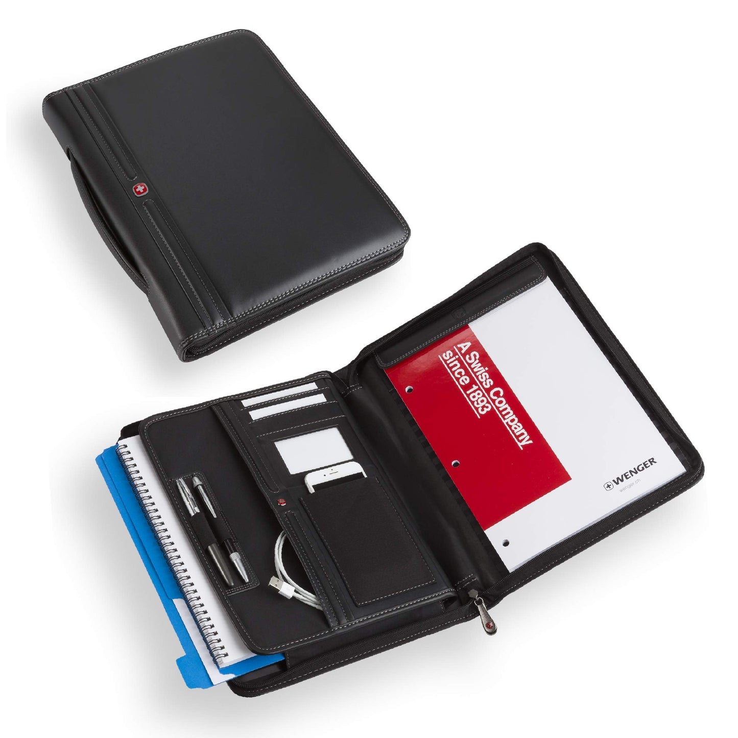 Wenger Concept Zippered Padfolio, Padded Document Organizer, Black