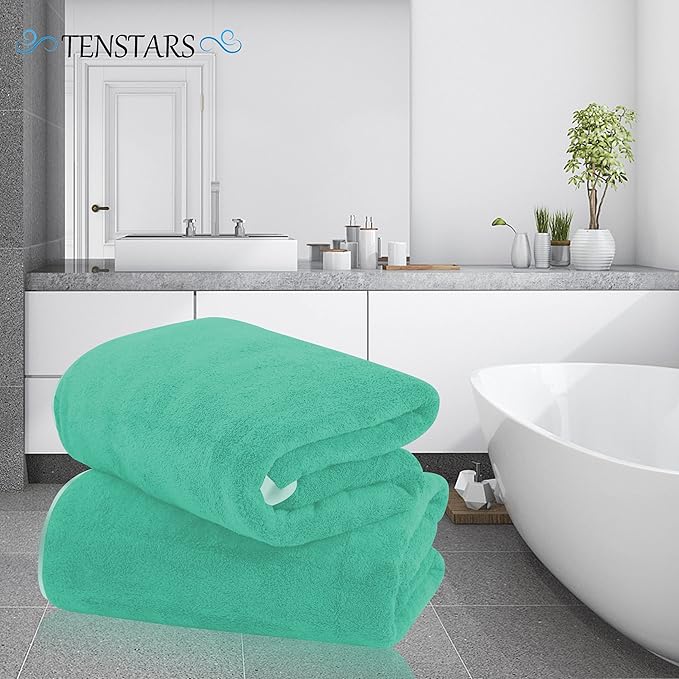 TENSTARS Silk Hemming Bath Towels