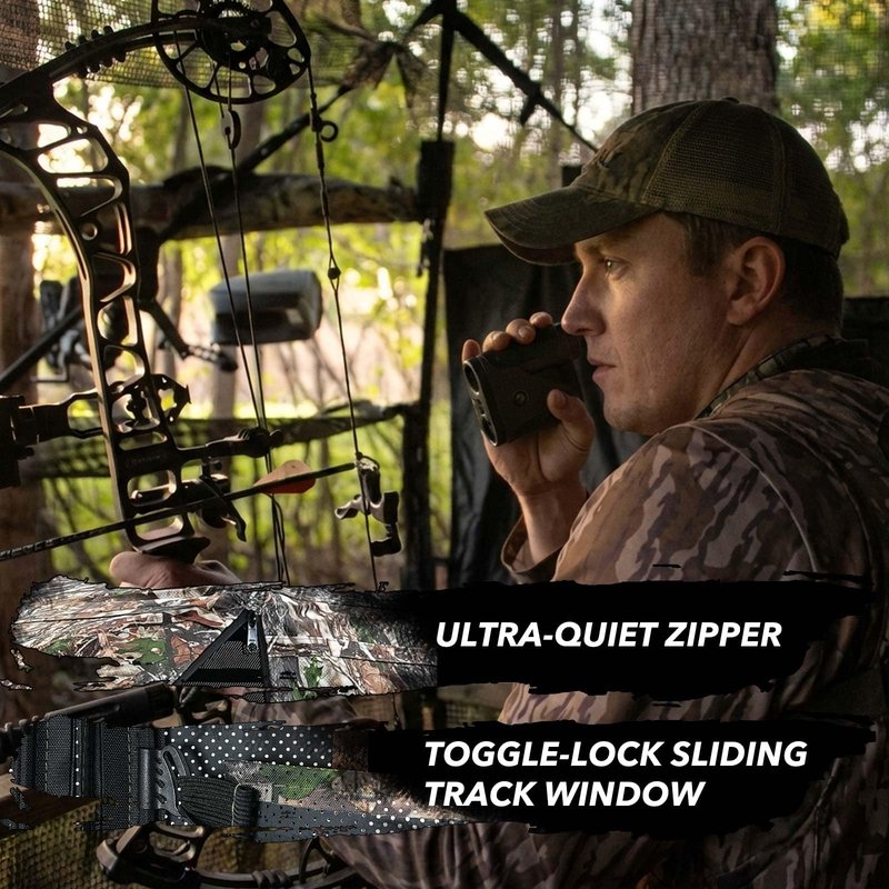 Hunting Blind 360 See Through Ground Blind for Turkey & Deer Hunting, 2-3 Person Pop Up Camouflage Tent