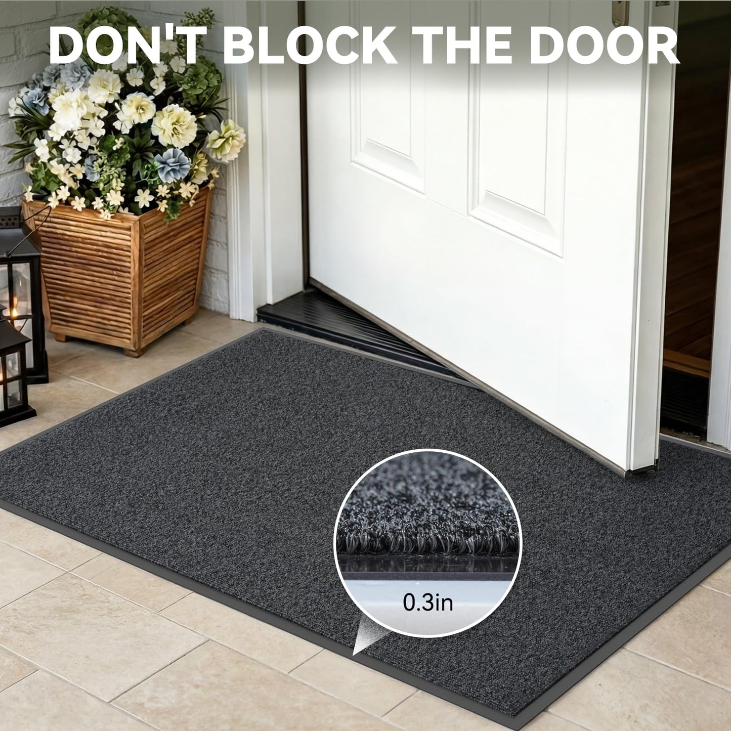 Quqei Front Door Mat Outside Entrance 31"x47", Heavy Duty Non Slip Doormat, Dirt Resistant Outdoor mat, Absorbent Welcome Mat for Front Door, Indoor, Entryway, Easy to Clean, Low Profile, Grey