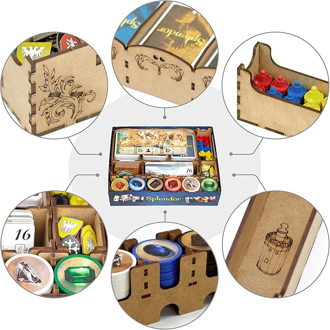 TowerRex Organizer for Splendor Board Game and Cities of Splendor Expansion Storage Insert Accessories Upgrade