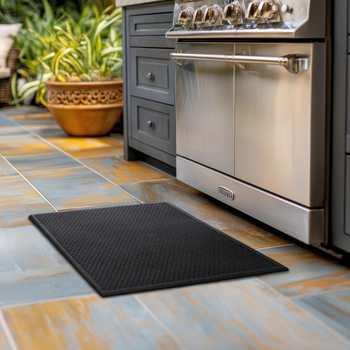 Mohawk Home Indoor Outdoor 1' 6" x 2' 6" Heavy Duty Rubber Floor Mat Anti Slip Restaurant Kitchen for Garage Garden Industrial Pool Entrance Bar Wet Area