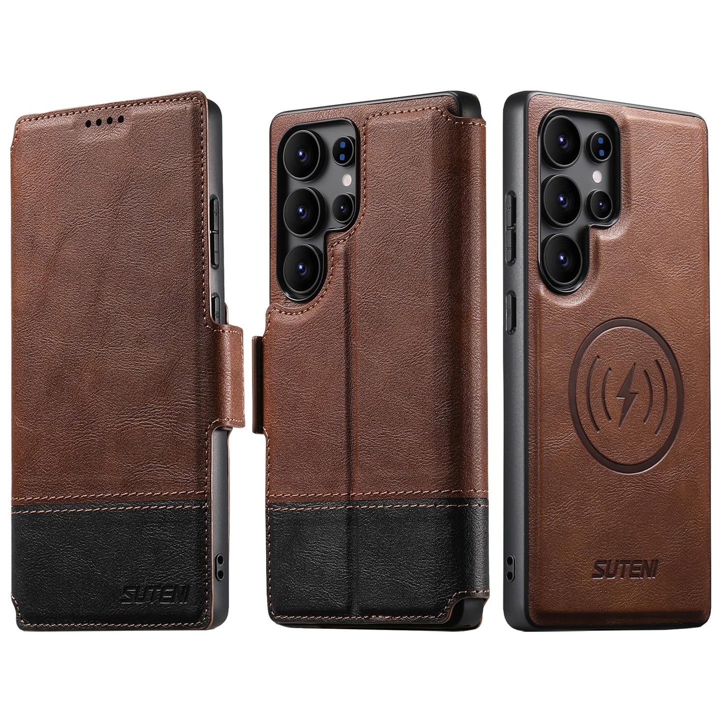 SINIANL for Samsung Galaxy S26 Ultra Leather Wallet Case Compatible with MagSafe Wireless Charging, Detachable Leather Cover with Card Slots Holder, Kickstand, Magnetic for Galaxy S26 Ultra Brown