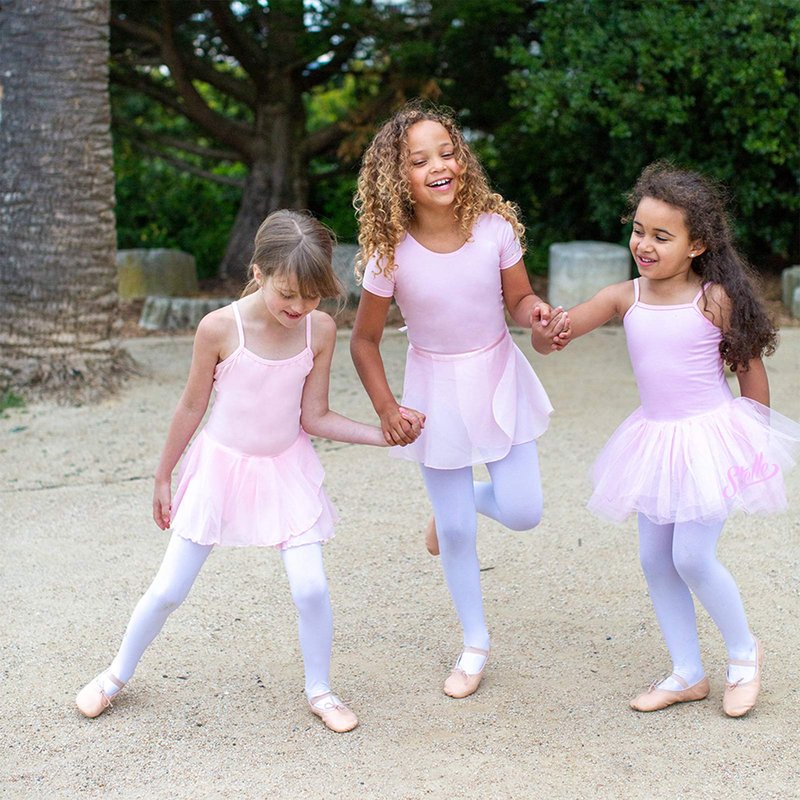 Stelle Ballet Skirts for Girls Toddler Dance Skirt Chiffon Kids Ballet Wrap Skirts (Pink (Adjustable Tie), 7-9 Years)