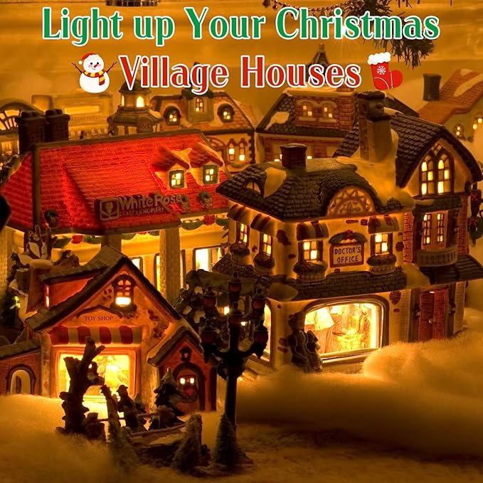 Accessory Cord with LED Light Bulb 16.2ft, 10 LED Light Bulb C7 Light Cord Clip Christmas Village Lights Blow Mold Light Cord for Halloween, Christmas Village Houses, Craft Projects