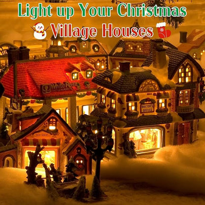 Accessory Cord with LED Light Bulb 16.2ft, 10 LED Light Bulb C7 Light Cord Clip Christmas Village Lights Blow Mold Light Cord for Halloween, Christmas Village Houses, Craft Projects