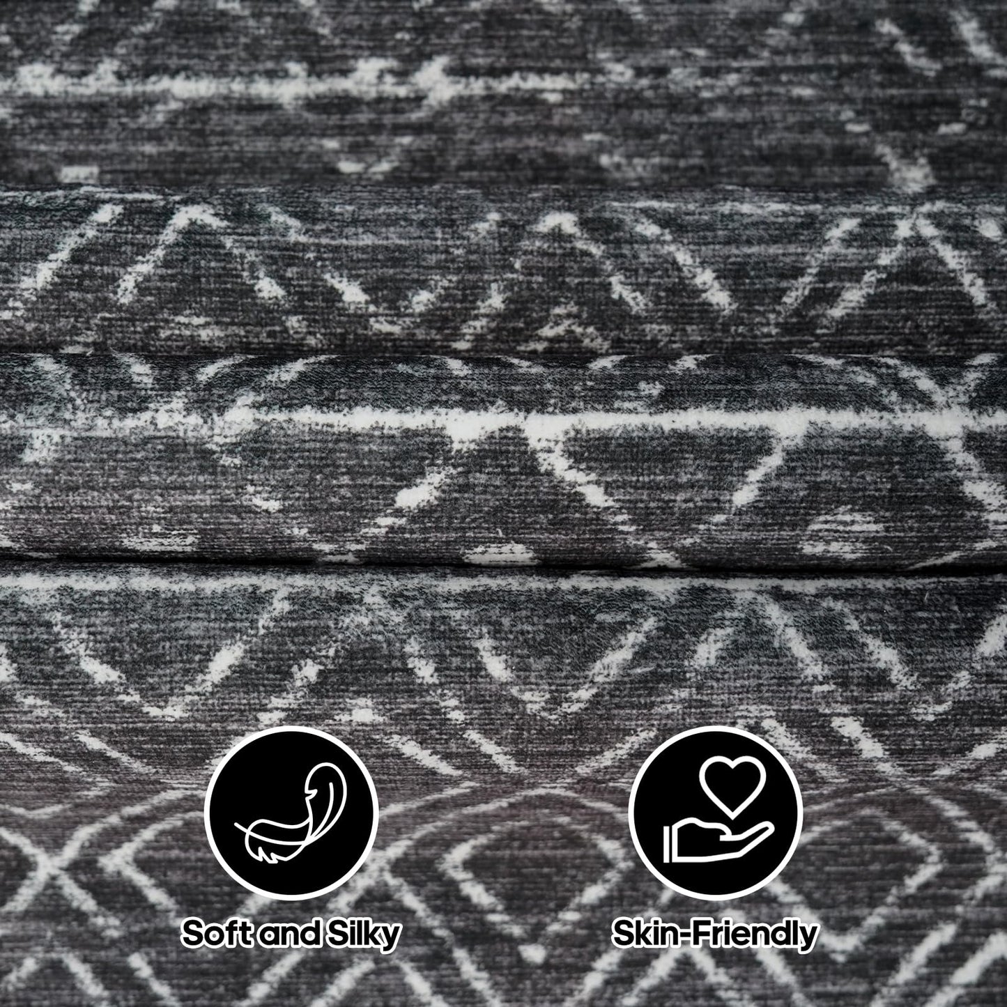 BYYVOO Black Non Slip Moroccan 3x4 Washable Area Rug