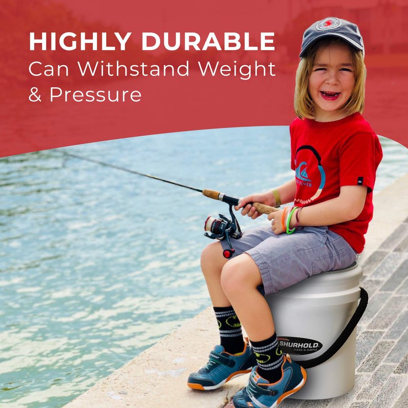 Shurhold World’s Best Rope Handle Bucket - Tough Molded Plastic with Leak-Free Design, Even Weight Distribution & Built for Heavy-Duty Use - 5g - White
