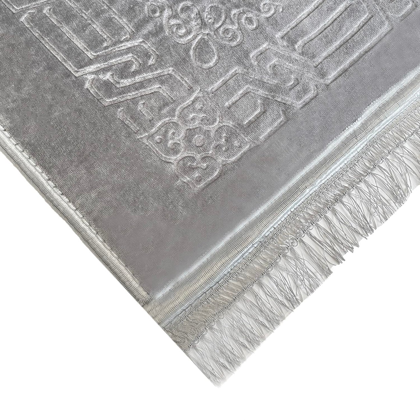 JE JOUE Luxury Islamic Prayer Mat with Tasbih Beads - Extra Thick Large Padded Sajadah for Men, Women & Kids, Soft Non-Slip Muslim Prayer Rug for Eid, Ramadan, Travel(31 "x 47",Grey)