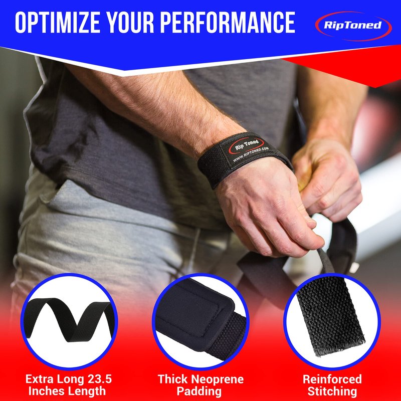 Rip Toned Performance Wrist Straps for Weightlifting – 23" Padded Lifting Straps for Men & Women – Cotton Gym Straps for Deadlifts, Strength Training, Bodybuilding & Powerlifting – Orange/Black