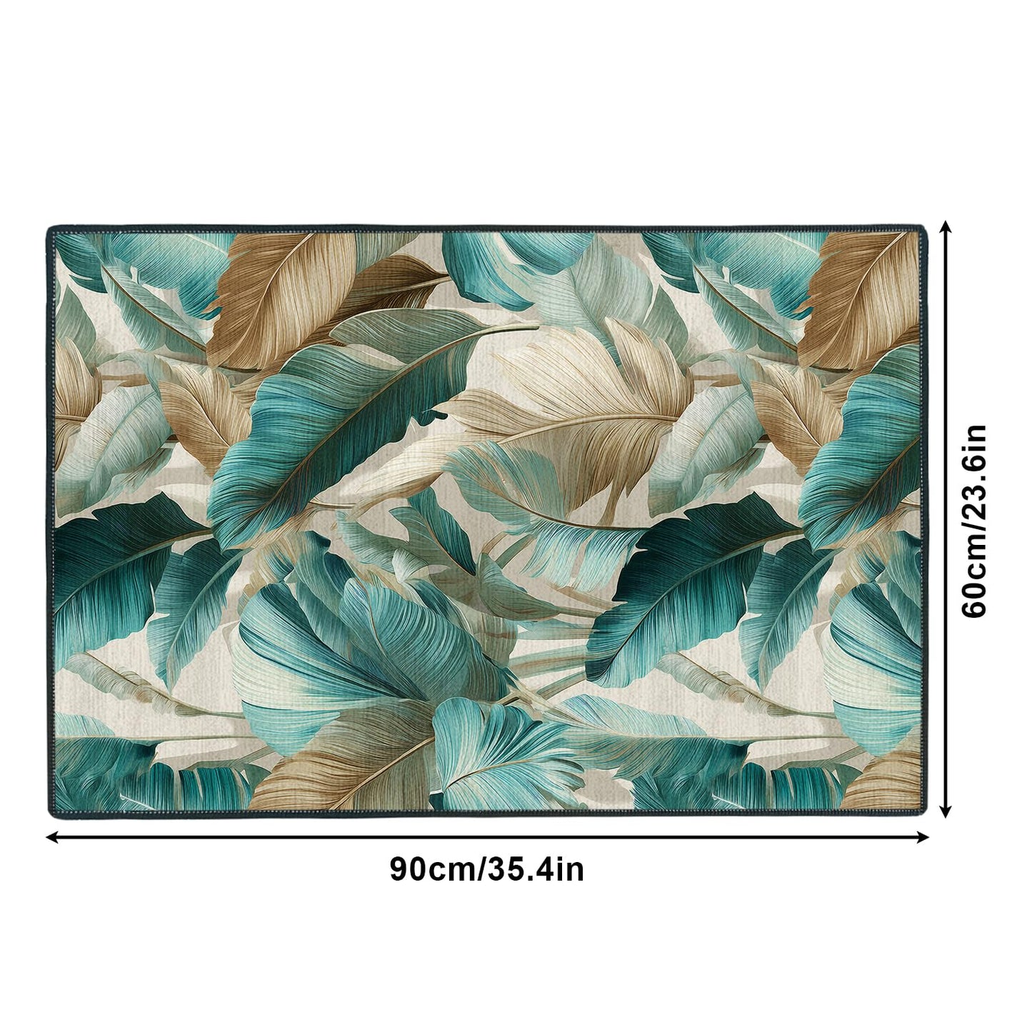 2x3FT Tropical Leaves Area Rug – Indoor Entryway, Non Slip Kitchen and Hallway Floor Mat, Washable Decorative Front Door Rug