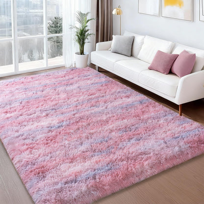 Ailyei Shag Rugs for Bedroom, 4x6 Abstract Pink Soft Fuzzy Rugs for Living Room, Fluffy Shaggy Plush Carpet Girls Kids Room Dorm Upgrade Non-Slip