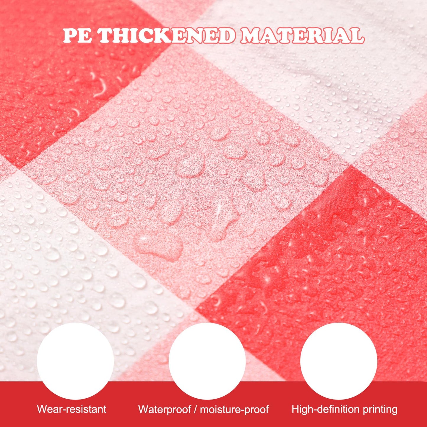 HunnmingRe 6 Pcs Disposable Outdoor Picnic Blankets 71''x71'' Thicken Foldable Waterproof Picnic Mats Bulk Gingham Oil Proof Camping Blankets with 4 Ground Spikes Beach Travel(Red and White)