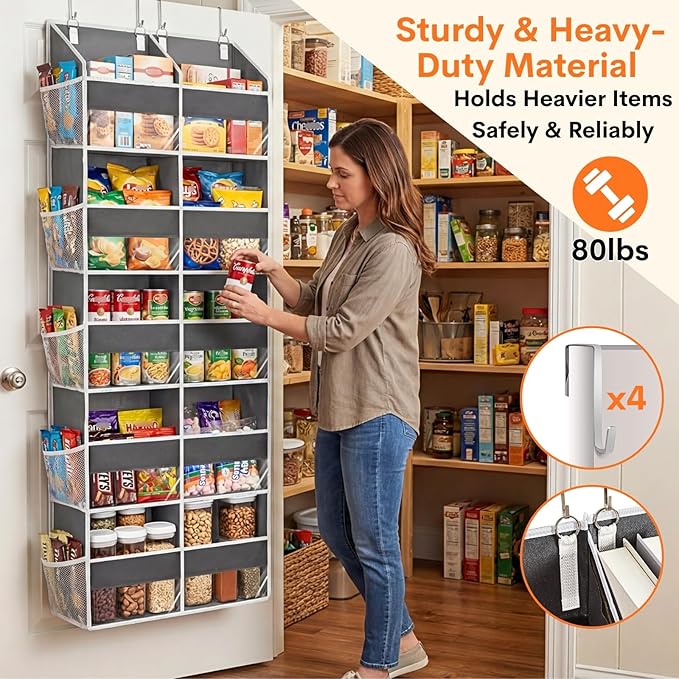 2 Pack Over the Door Organizer 5 Tiers, Extra Large Behind Door Storage of 10