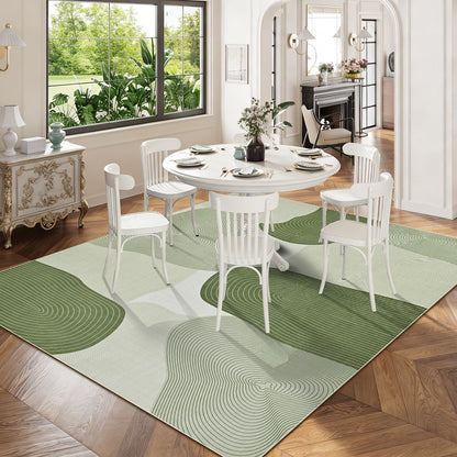 Yinhua Abstract Area Rug 5x7, Green Living Room Rug Washable Modern Rugs Non Slip, Soft Area Rugs Low Pile, Faux Wool Carpet for Bedroom, Dining Room, Green